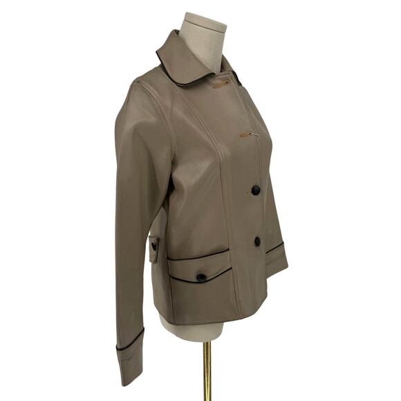 Vintage 1970s Dynahyde Faux Leather Jacket Cropped Boxy Contrast Trim Women's 10 - Picture 2 of 16